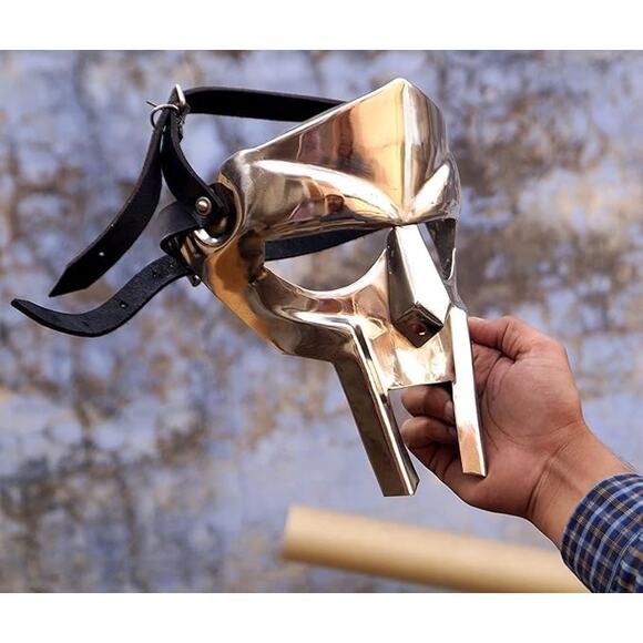 MF Doom Gladiator Mask Adult Steel Silver Cosplay Collectible Face Armor Gift - Picture 4 of 6